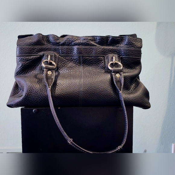 COACH | Penelope Black Handbag Shoulder Bag | Ruffle Top Pebbled Leather | Y2K - Picture 6 of 13